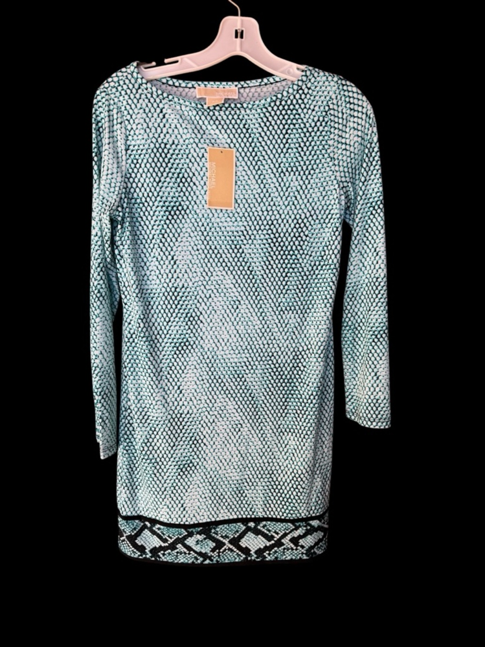 Michael Kors Aqua and Black Snake-Print Shift Dress